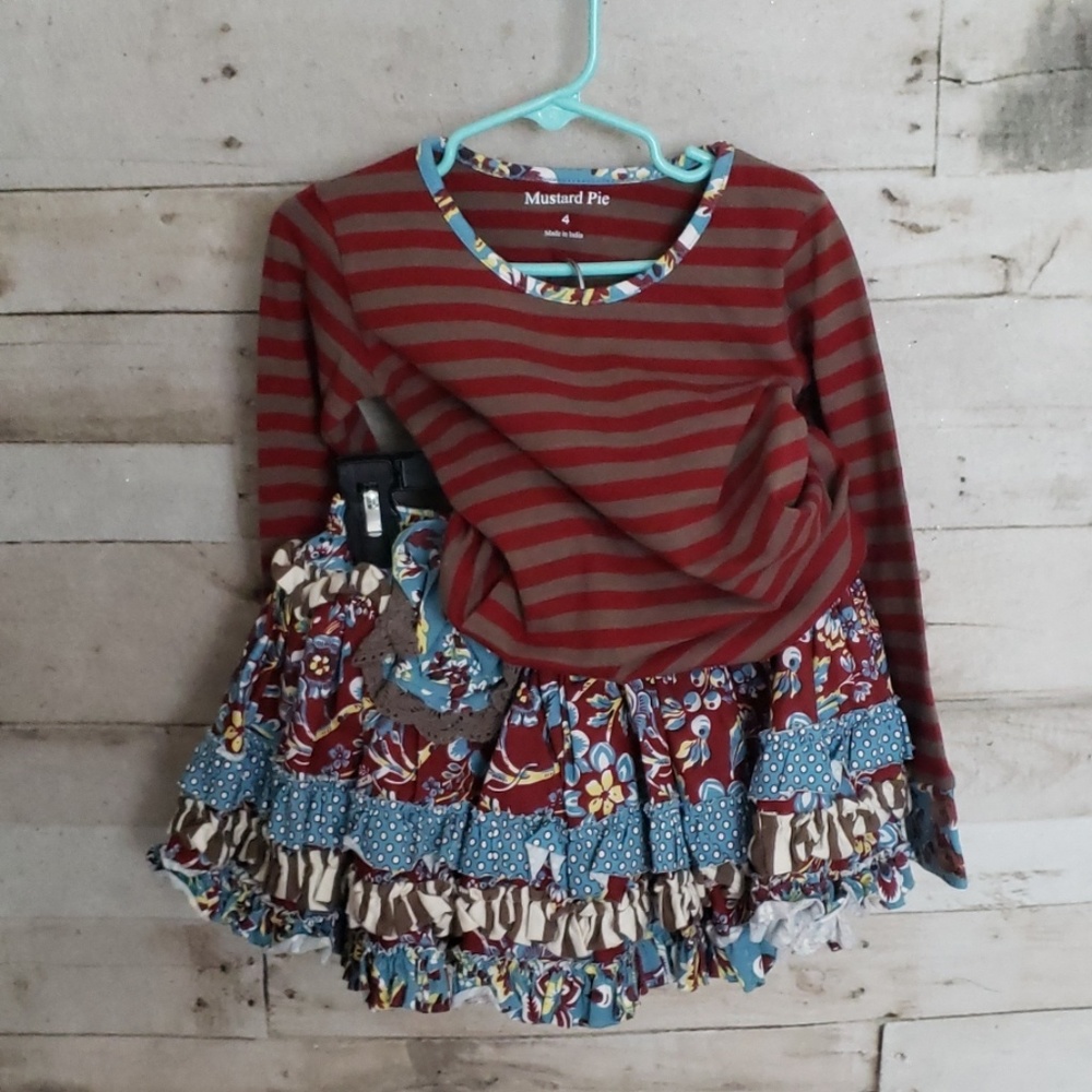 Girls mustard pie skirt set